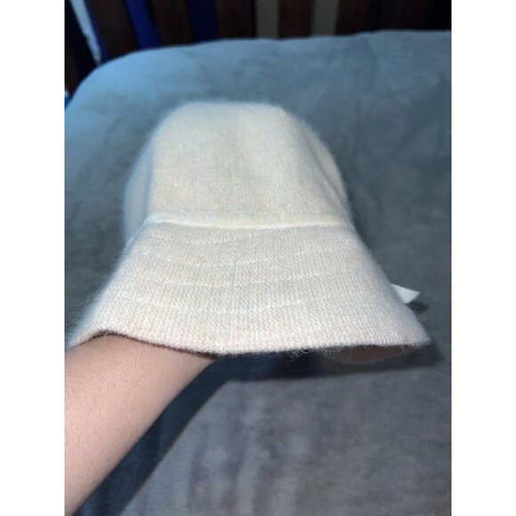 GAP Bucket Hat Vintage Y2K Soft Pink Rabbit Hair Wool Blend Eyelash Velvet Bow - Picture 4 of 9